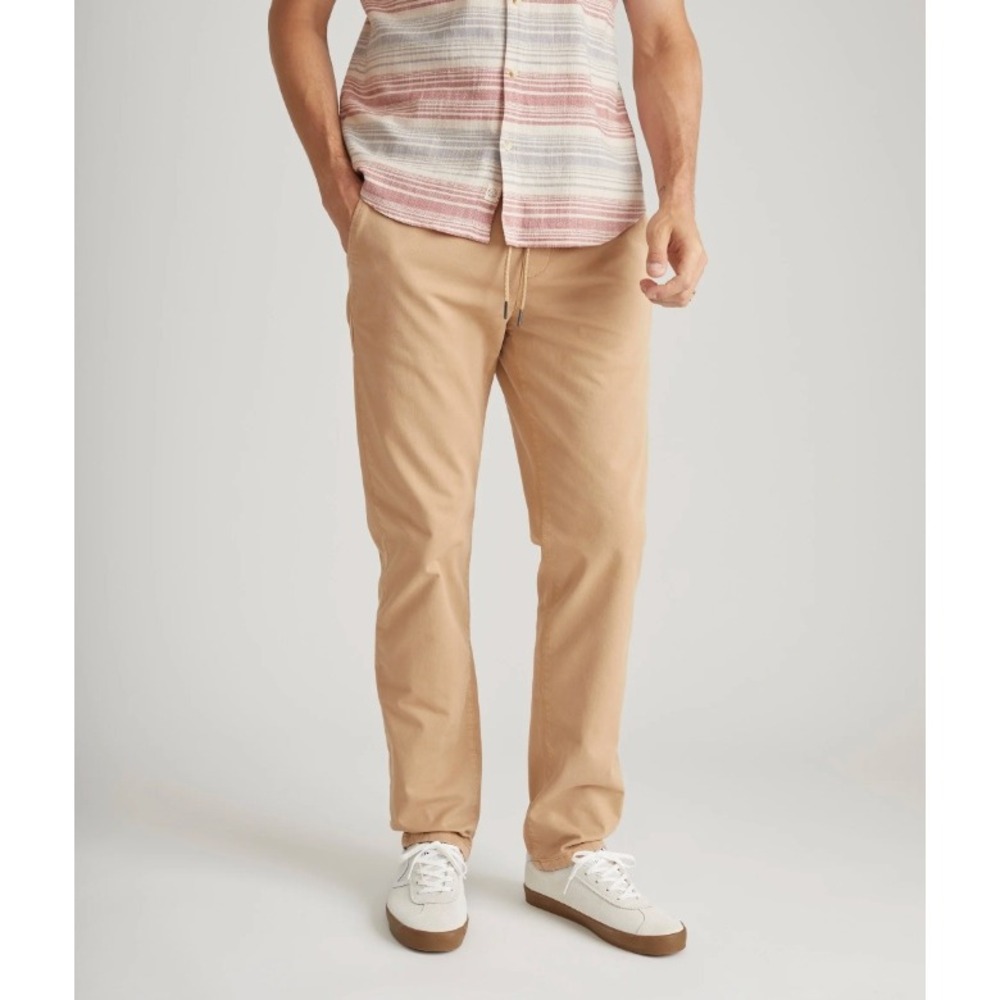 Marine Layer Saturday Slim Straight Twill Pant Men XL Khaki Beach Casual Stretch
